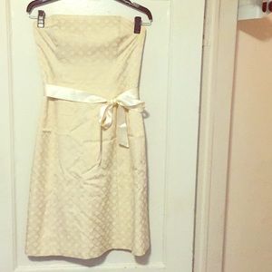 White House Black Market cream/ gold dress